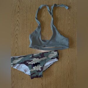 Chic Green and Camo Bikini Set